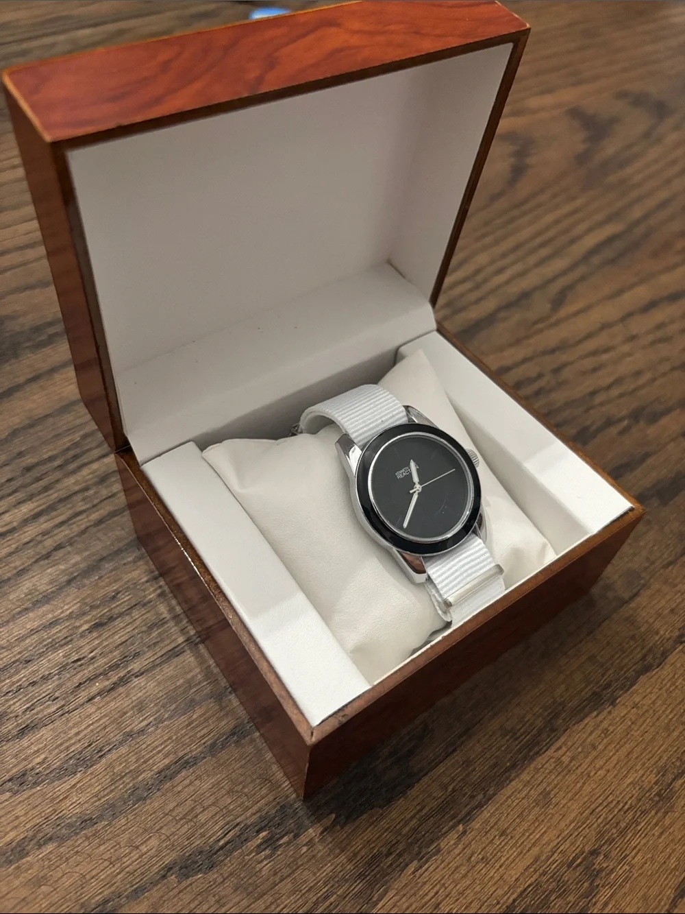 Kenneth Cole Reaction Black Dial Watch with White Nato Strap